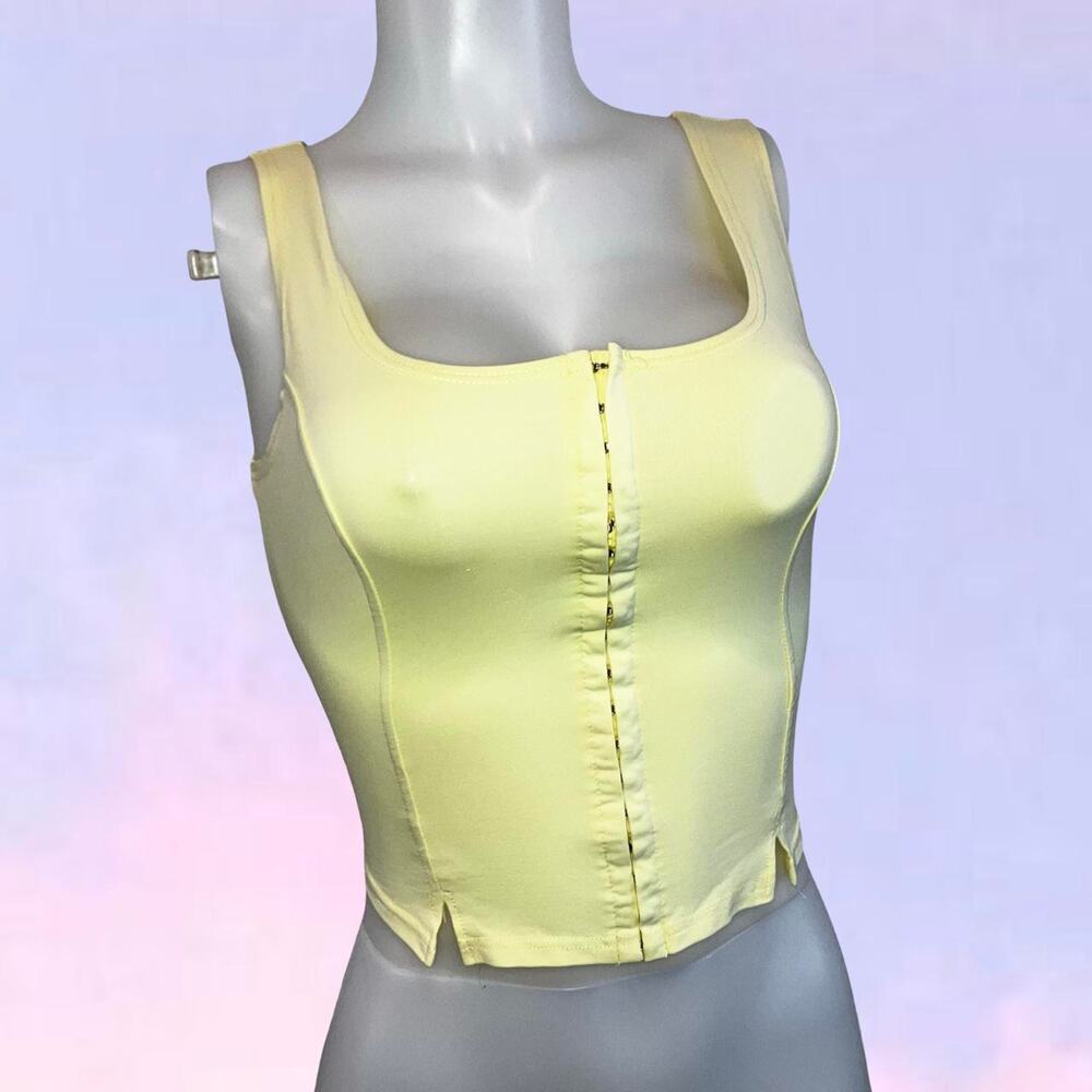 Vintage 90s y2k yellow corset pimkie hook eye yellow size small